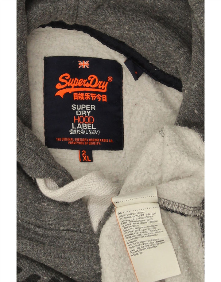 Maglione con cappuccio grafico da uomo SUPERDRY 2XL cotone chiazzato grigio