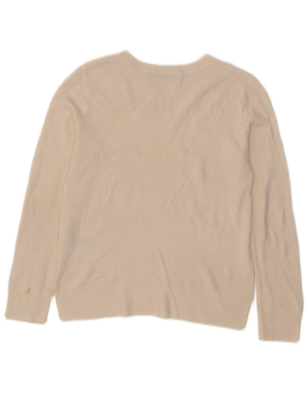 Maglione maglione girocollo da donna Marks & Spencer UK 10 piccolo acrilico beige