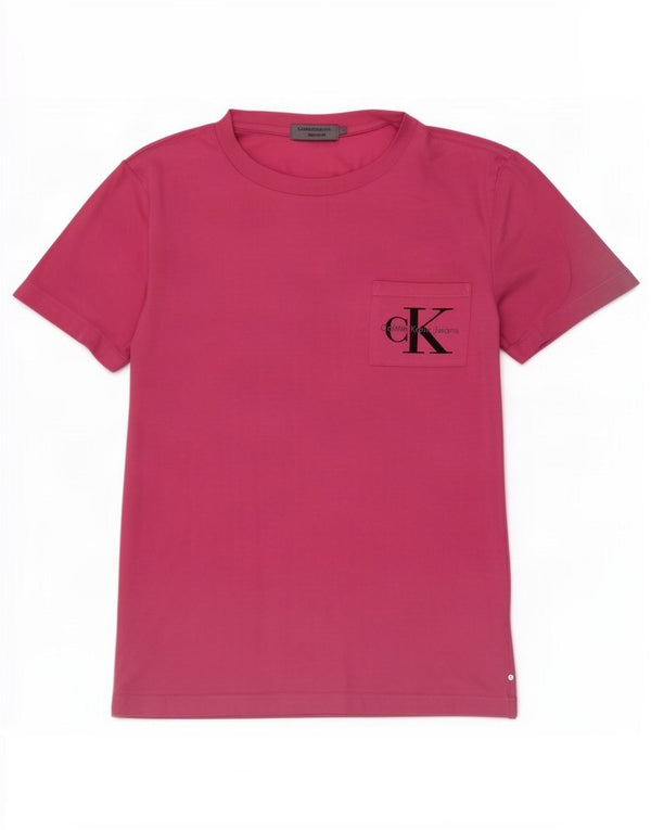 Maglietta Calvin Klein Jeans da donna vestibilità regolare UK 16 grande cotone rosa