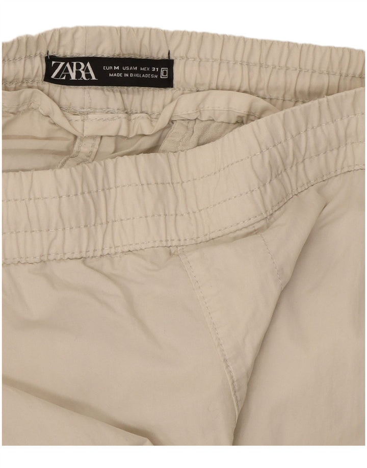Pantaloni cargo dritti da donna Zara medi W31 L29 cotone beige