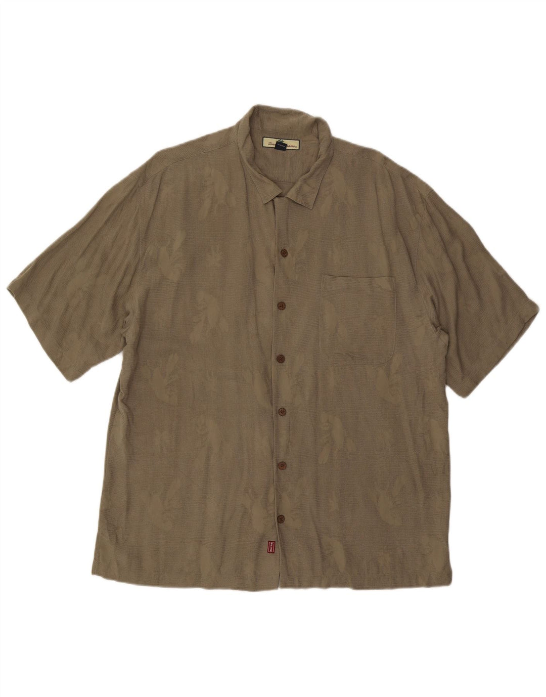 Camicia a maniche corte con motivo astratto da uomo Tommy Hilfiger XL in seta kaki