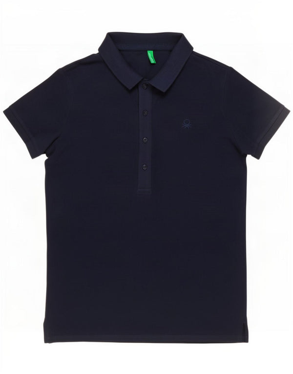Polo da donna Benetton UK 14 cotone blu navy medio