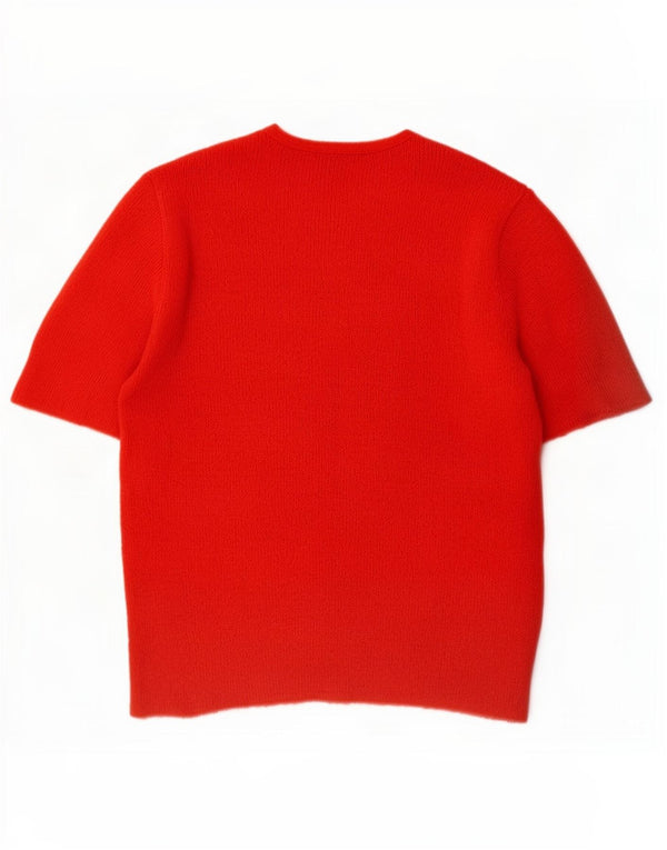 Maglione vintage da donna a maniche corte con scollo a barchetta UK 8 Small Rosso