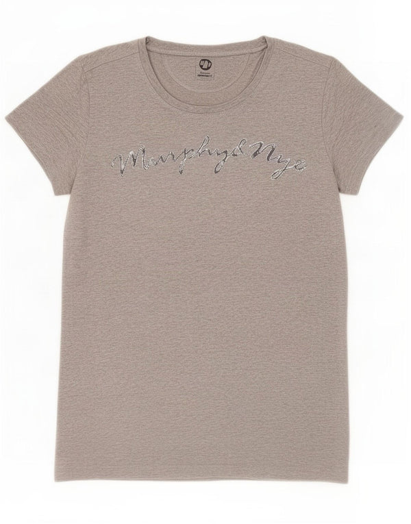 Murphy & Nye Womens Sailmakers Graphic T-Shirt Top UK 14 Large Grey Flecked