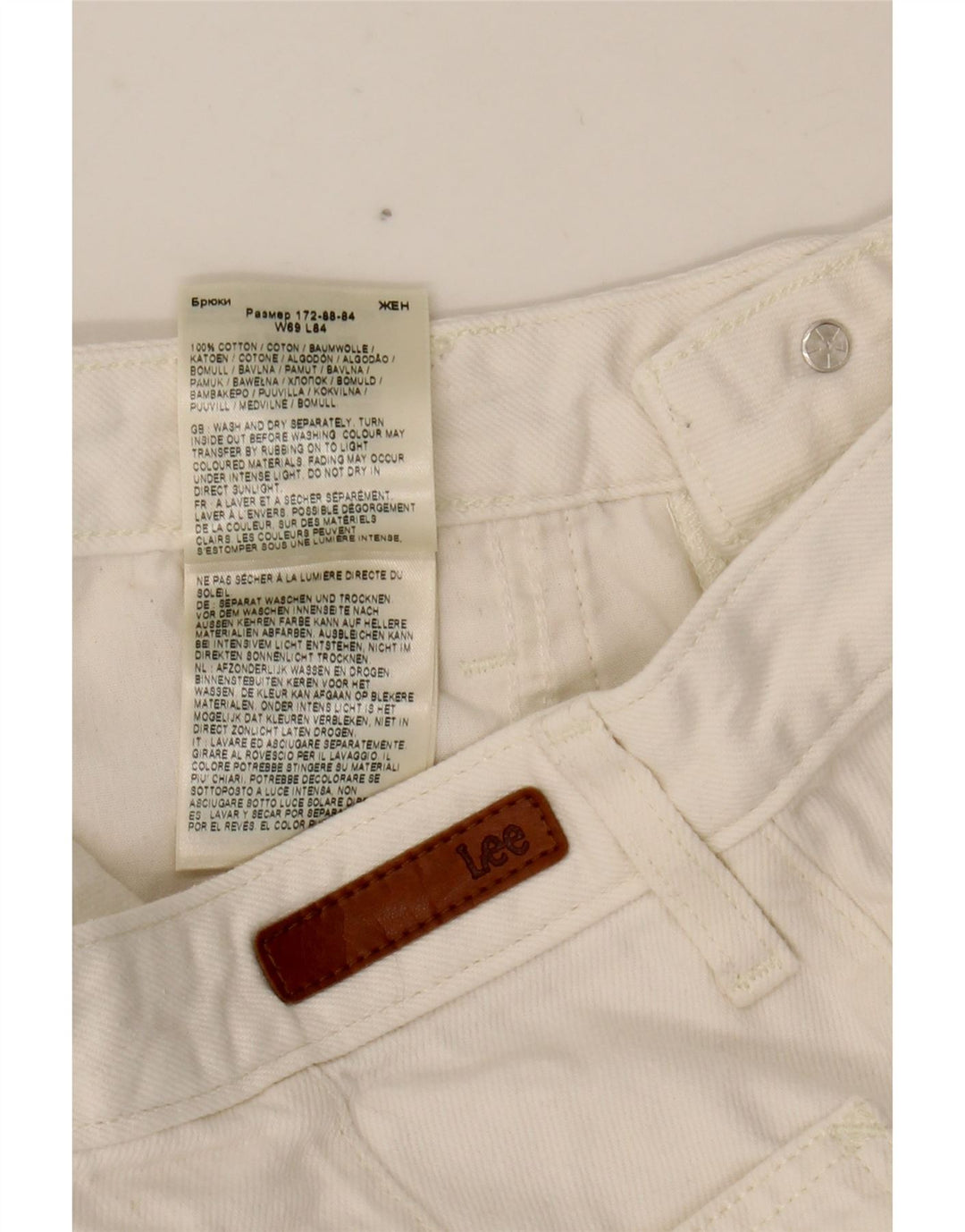 Jeans LEE Stella a gamba larga da donna W27 L27 in cotone bianco
