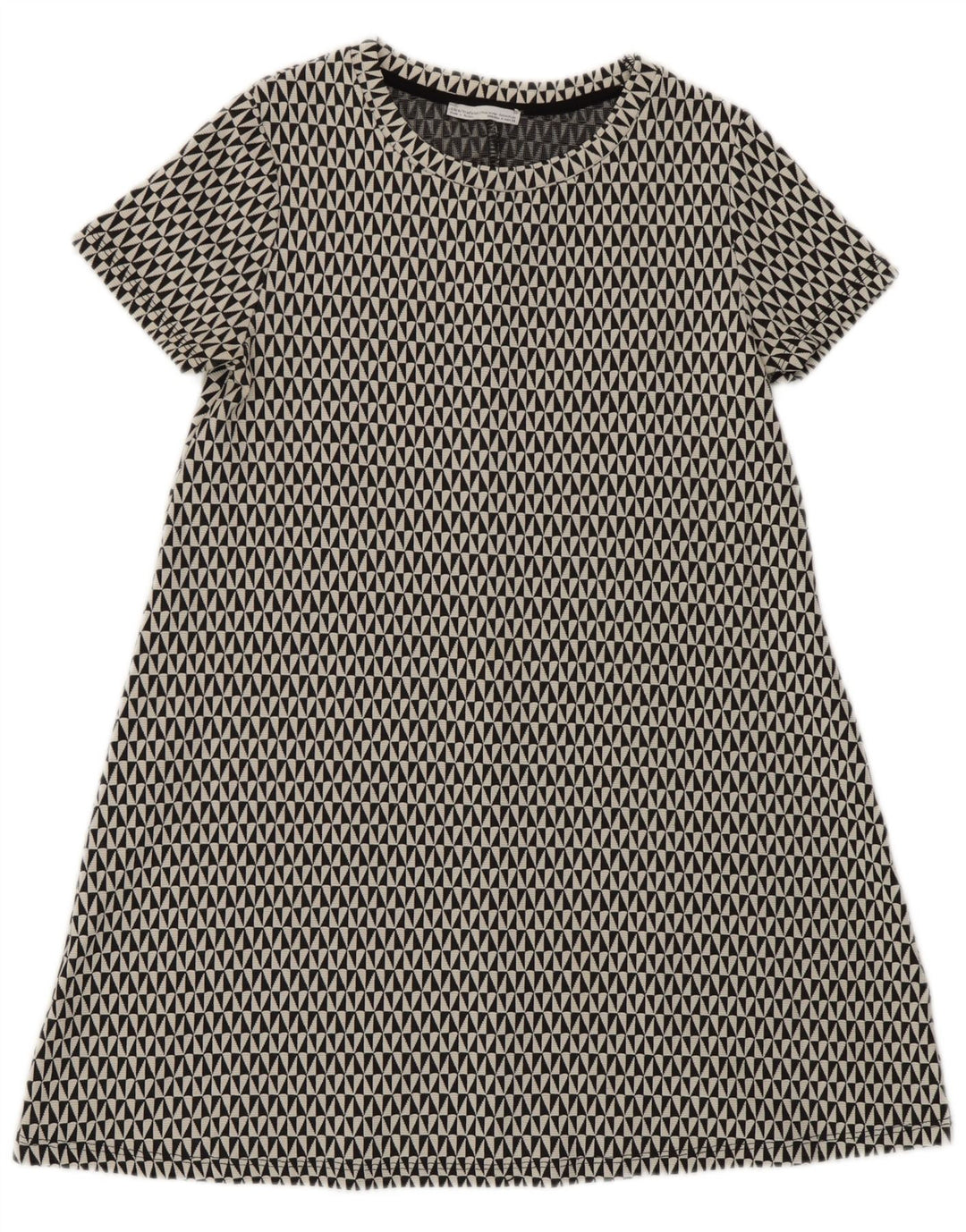 Abito a trapezio da donna Zara UK 12 cotone geometrico nero medio