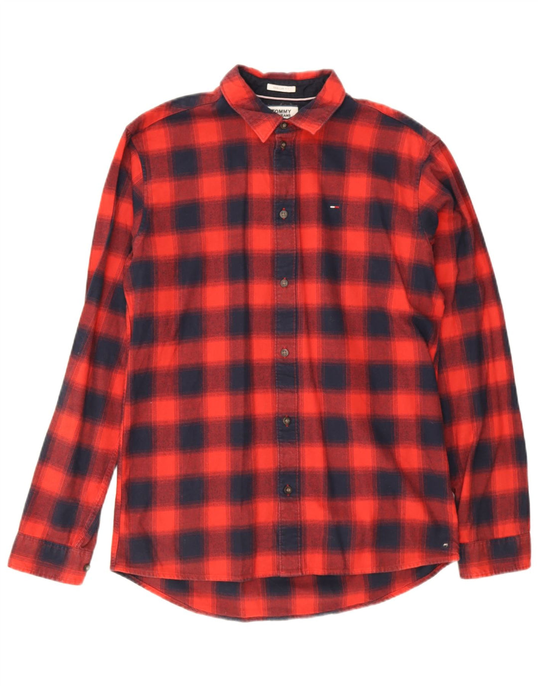 Tommy Hilfiger Camicia da uomo in flanella con vestibilità regolare a quadri, colore rosso medio