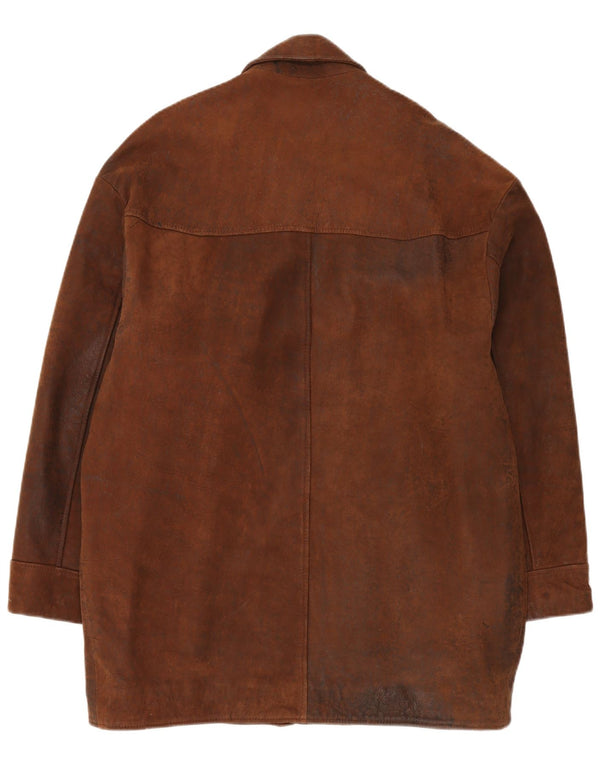 Cappotto in pelle vintage da uomo UK 40 grande marrone
