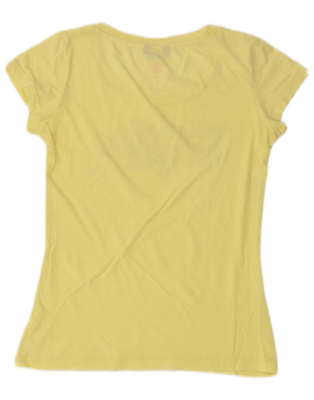 MUSTANG Womens Graphic T-Shirt Top UK 6 XS Yellow