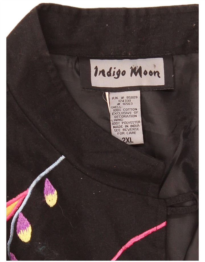 Giacca blazer oversize a 5 bottoni da donna Indigo Moon UK 20 2XL Nero floreale