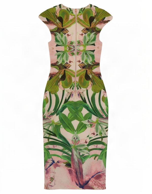 Abito aderente da donna Ted Baker taglia 1 XS poliestere floreale multicolore