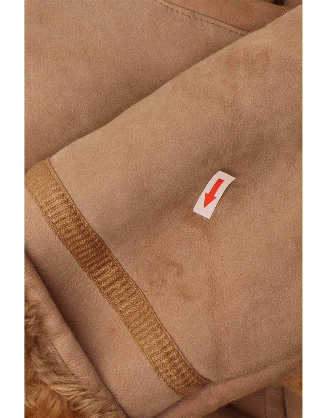 Cappotto in shearling vintage da donna IT 44 in pelle beige medio