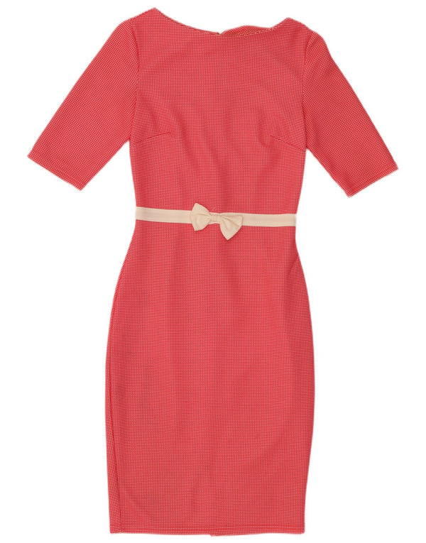 PAPER DOLLS Womens 1/2 Sleeve Bodycon Dress UK 8 Small Red Check Polyester