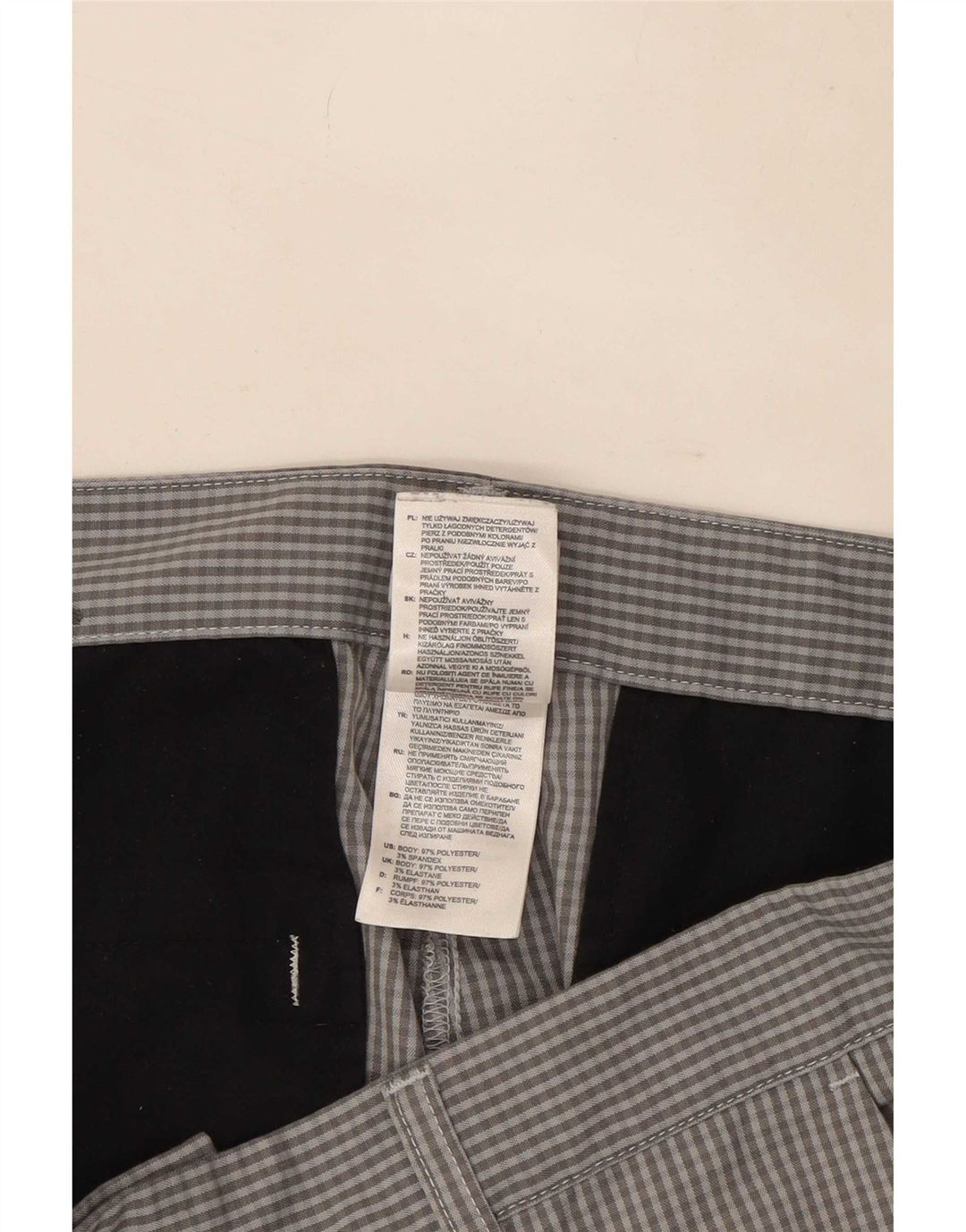 Pantaloni chino dritti da uomo Adidas W32 L30 poliestere a quadretti grigi