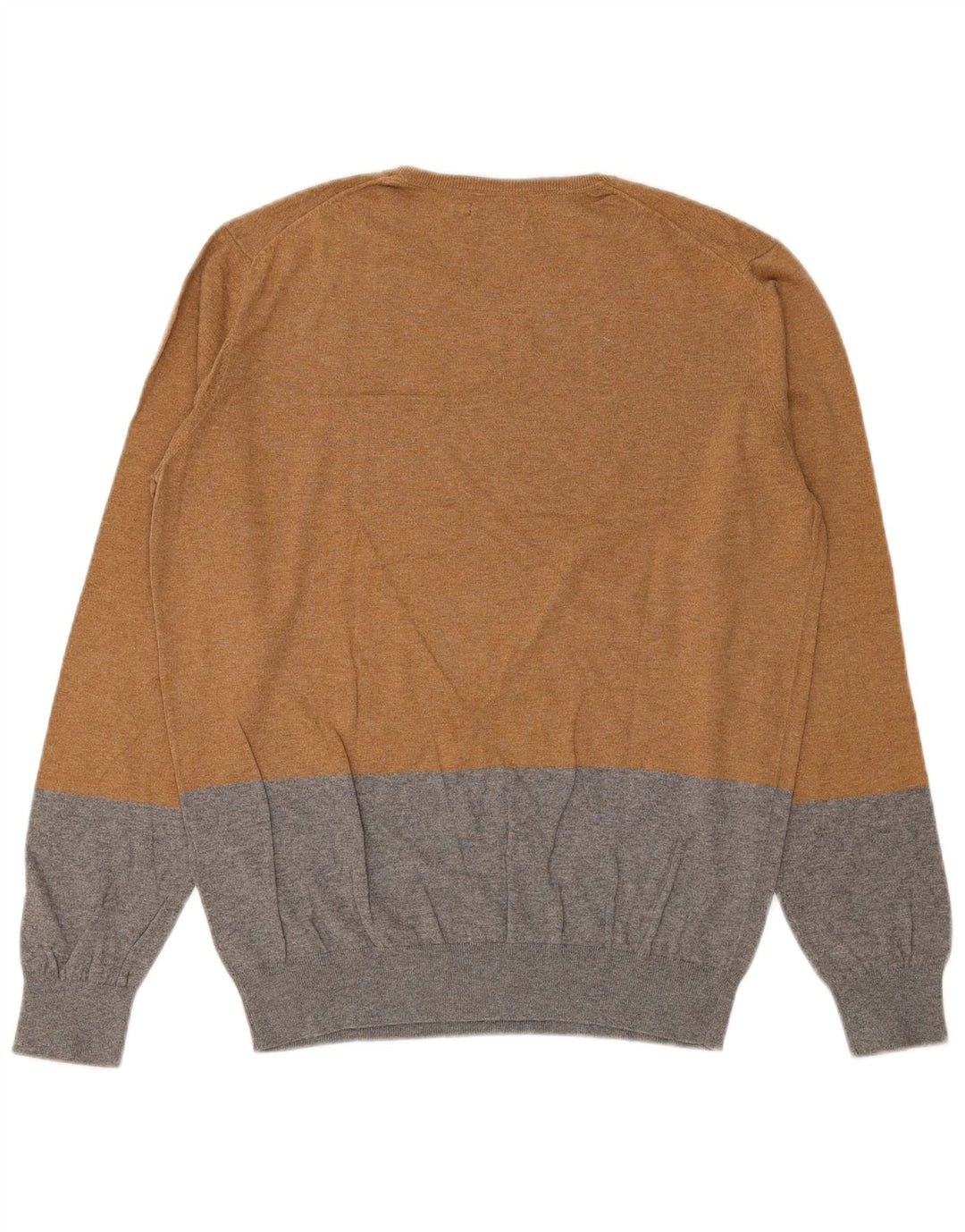 Massimo Dutti Maglione da uomo girocollo in cotone color block marrone medio