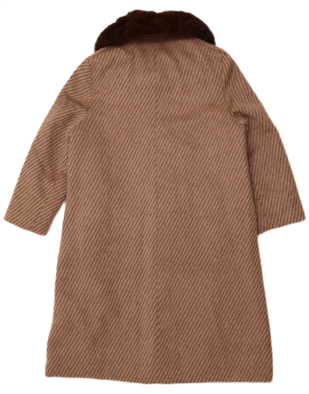 PELLICCERIA Cappotto da donna UK 14 Lana nuova a righe beige grande