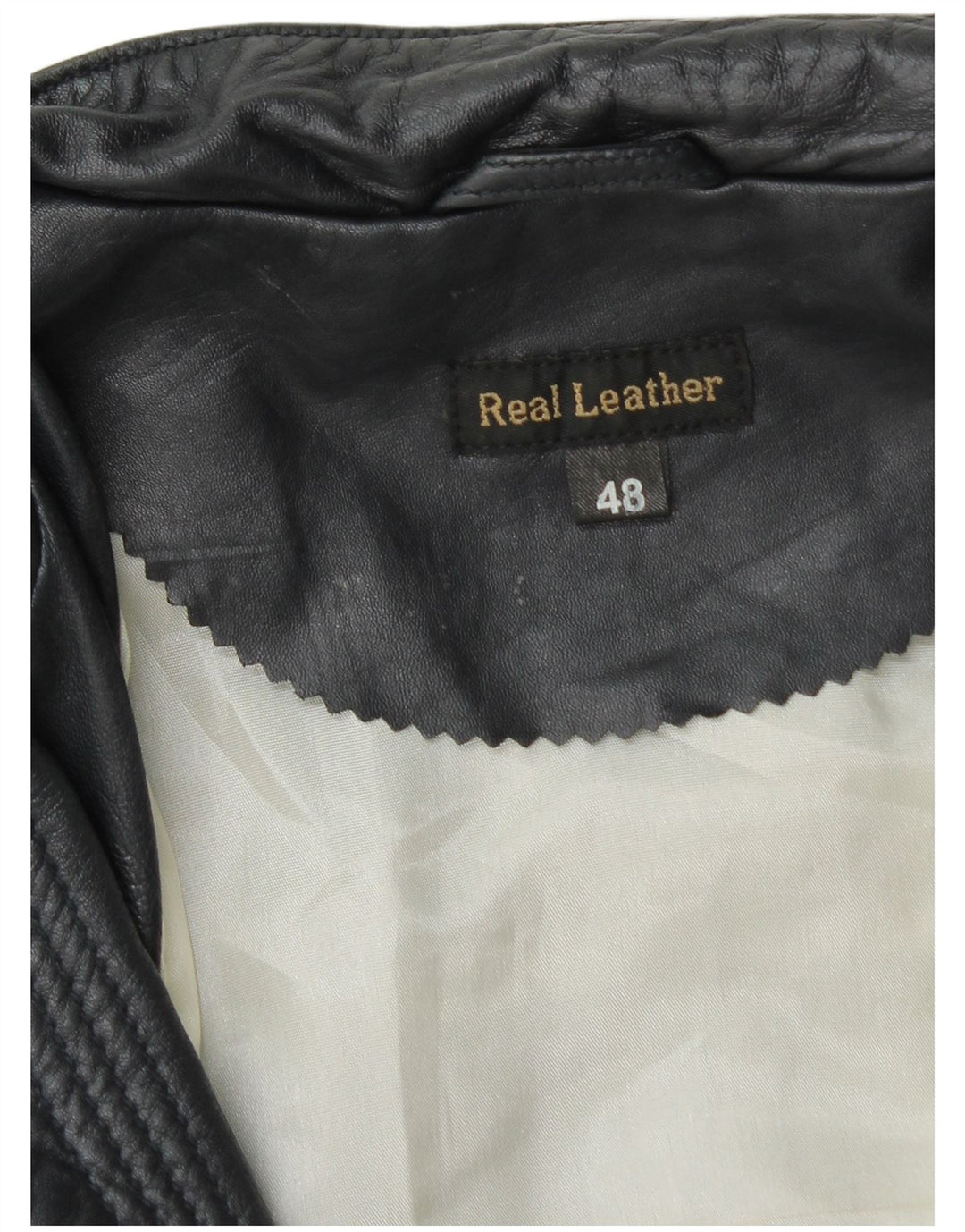 Giacca in pelle da donna vintage IT 48 XL in pelle blu navy