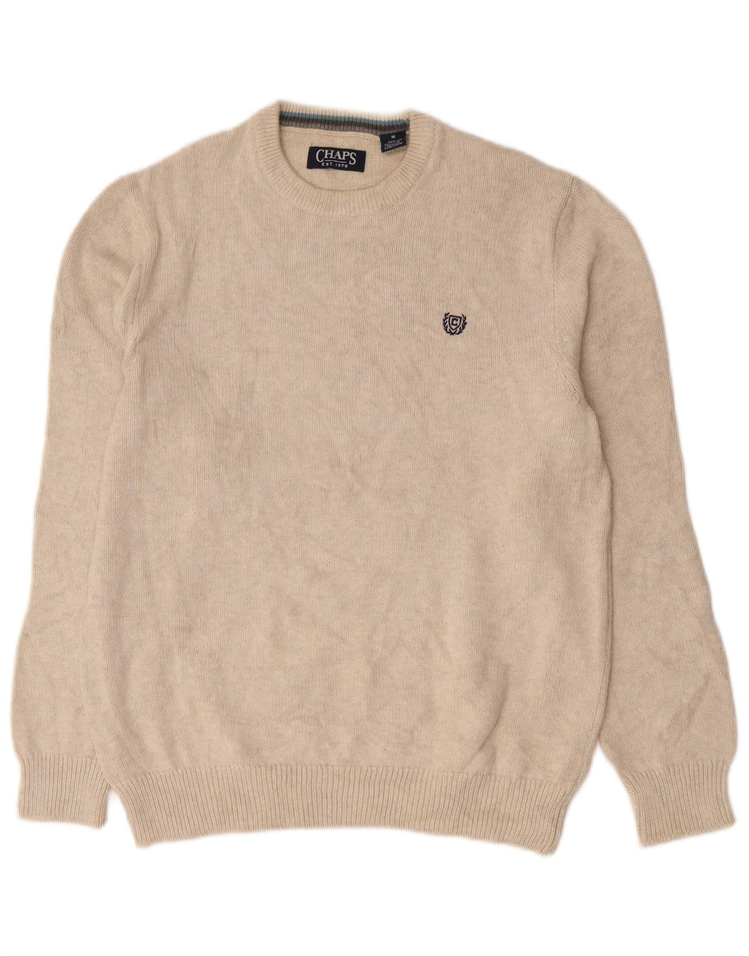 Maglione da uomo girocollo Chaps in cotone bianco sporco medio