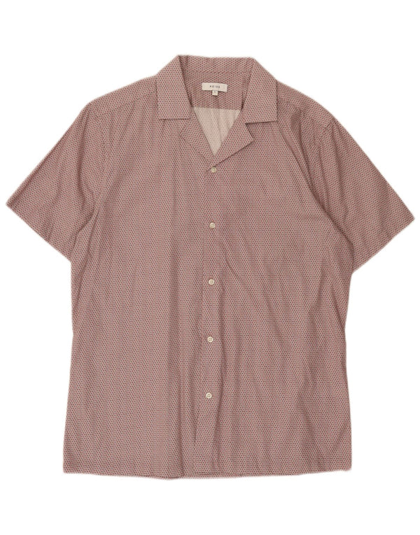 Camicia Reiss da uomo a maniche corte vestibilità regolare grande cotone floreale rosa moderno