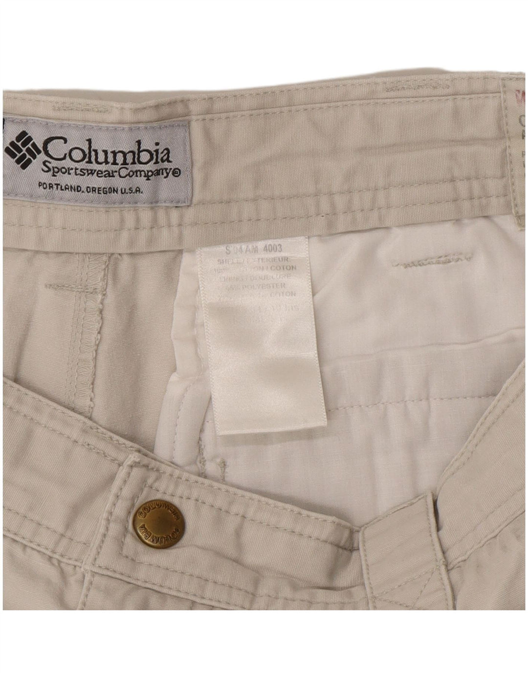 Pantaloncini cargo da uomo Columbia W34 Large in cotone beige