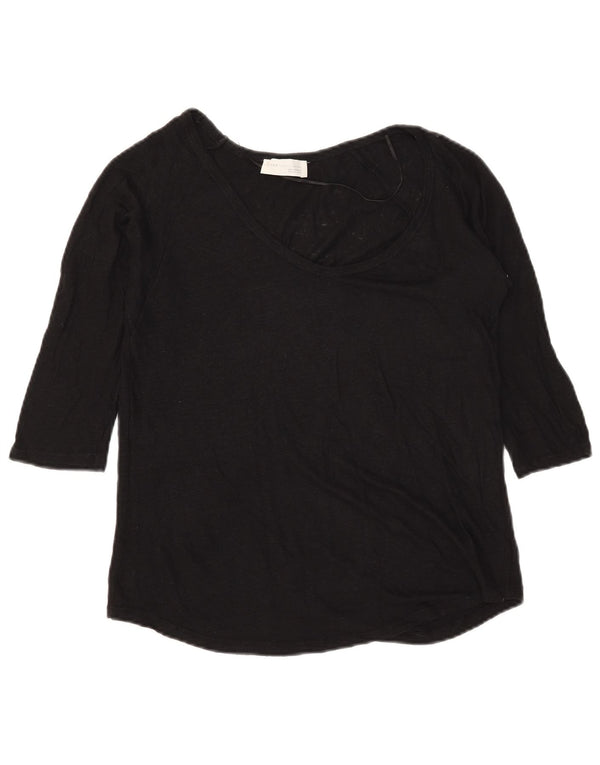 Top Zara Donna Manica 3/4 UK 12 Medio Nero