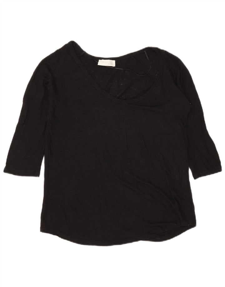 Top Zara Donna Manica 3/4 UK 12 Medio Nero