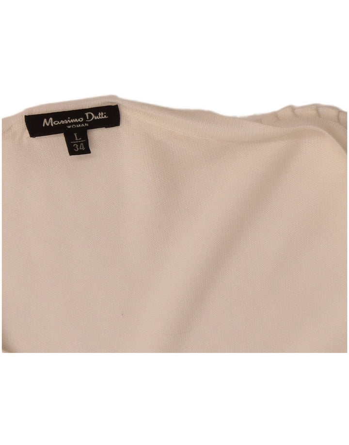 Massimo Dutti Maglione cardigan con maniche a 3/4 da donna UK 14 Large Bianco