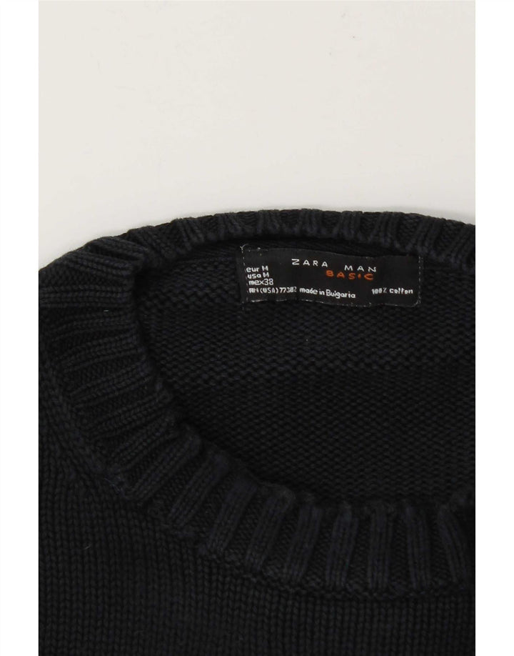 Maglione maglione girocollo da uomo Zara in cotone nero medio