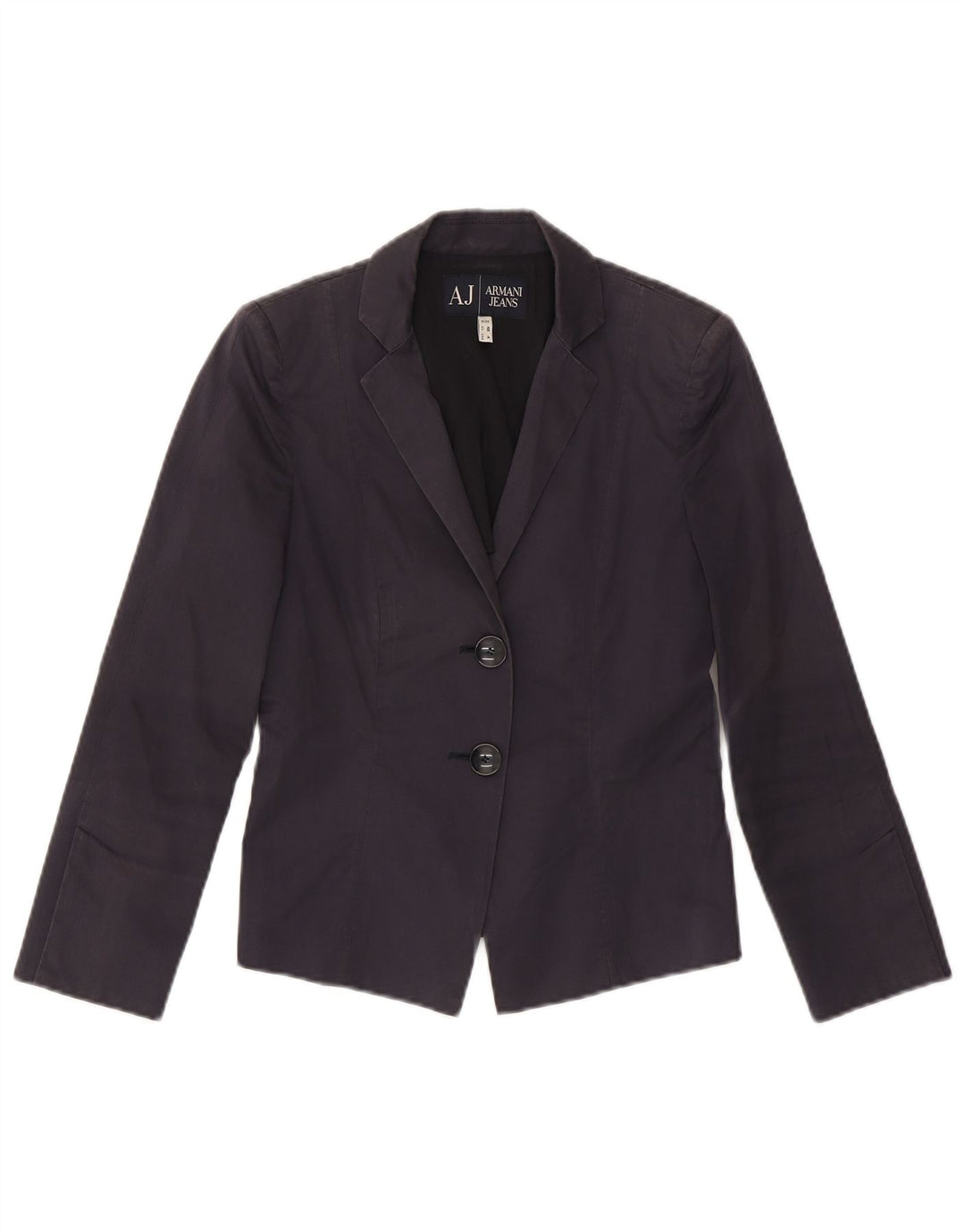 Giacca blazer da donna a 2 bottoni corta ARMANI US 4 piccola in cotone blu navy