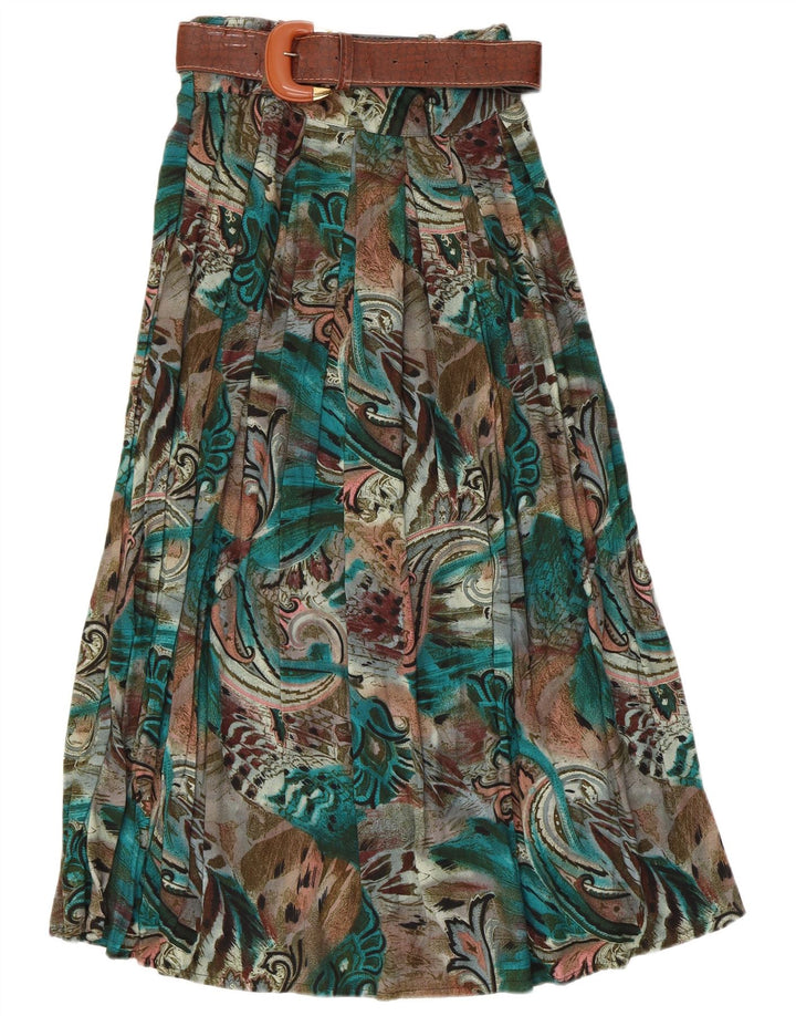 Gonna svasata da donna vintage con motivo astratto W28 verde medio