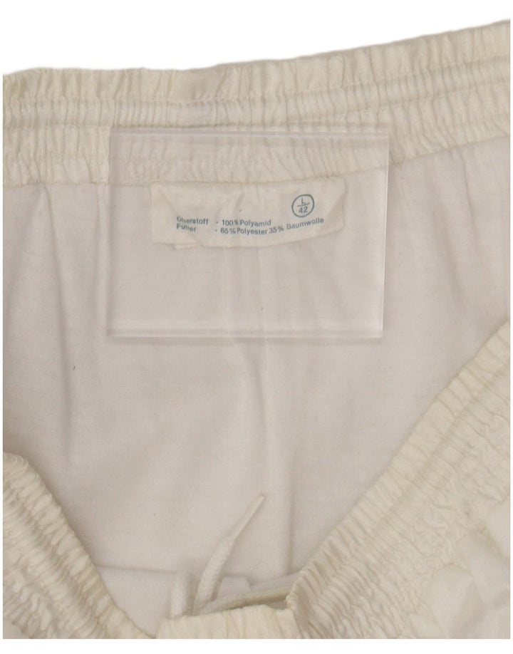 VINTAGE Mens Tracksuit Trousers Joggers UK 42 Large  White Polyamide