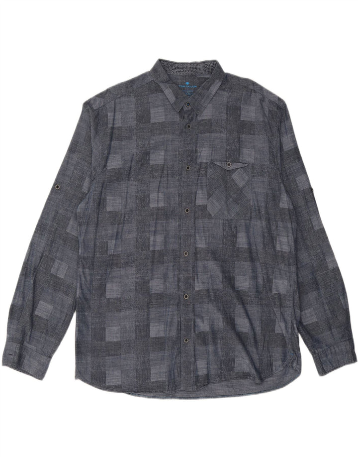 Camicia da uomo TOM TAILOR 2XL Blu navy geometrico