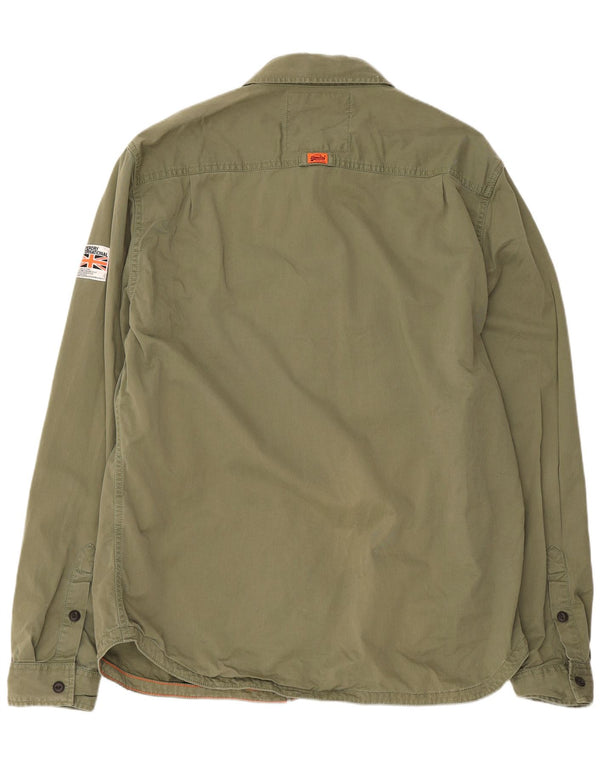 Superdry Mens Military Shirt 2XL Khaki Cotton