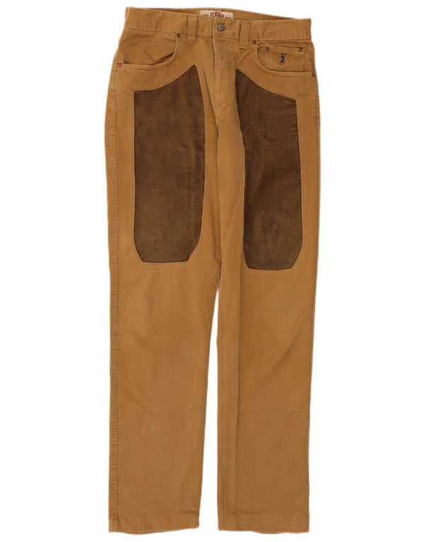 JECKERSON Mens Straight Casual Trousers W33 L32 Beige Colourblock Cotton