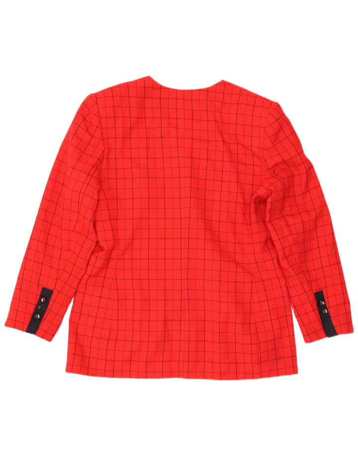 Giacca blazer vintage da donna a 4 bottoni US 12 grande poliestere a quadri rossi