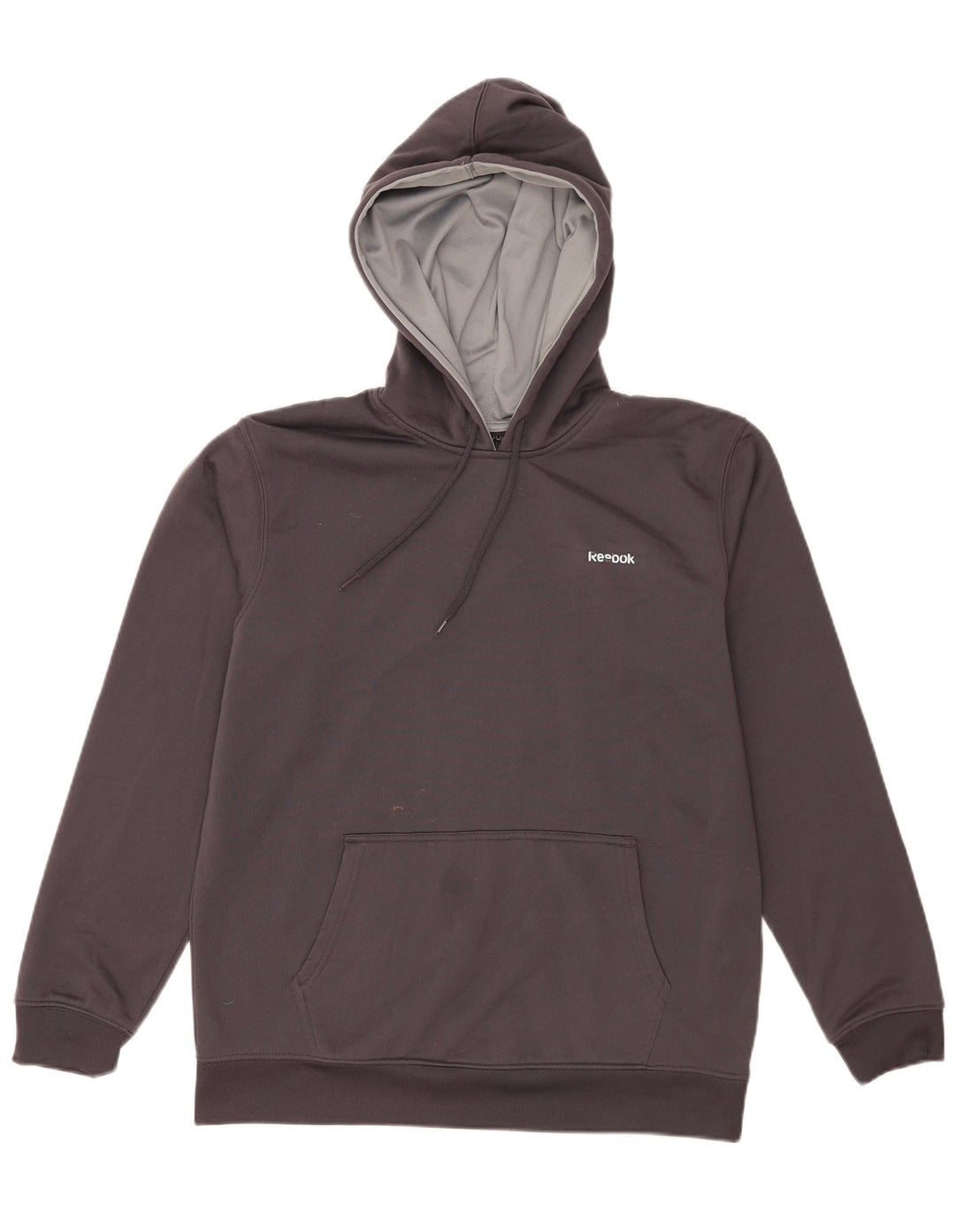 Felpa con cappuccio da uomo Reebok in poliestere grigio medio