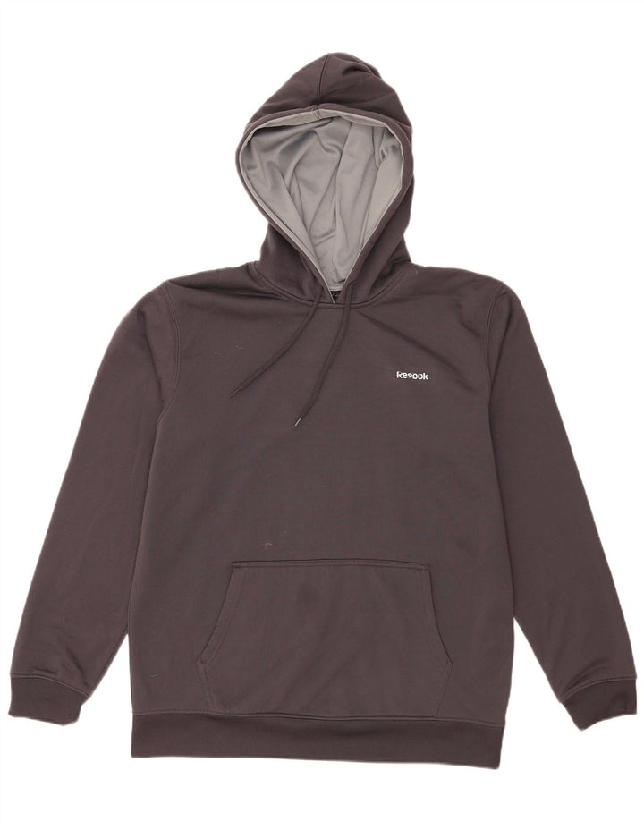 Felpa con cappuccio da uomo Reebok in poliestere grigio medio