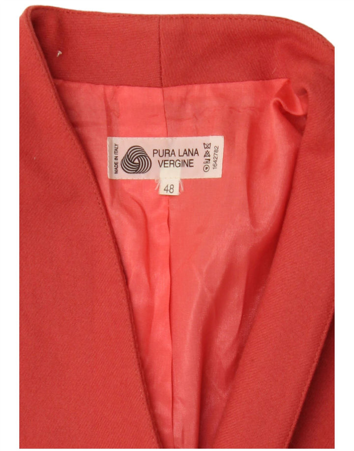 Giacca blazer doppiopetto vintage da donna IT 48 XL in lana vergine rosa