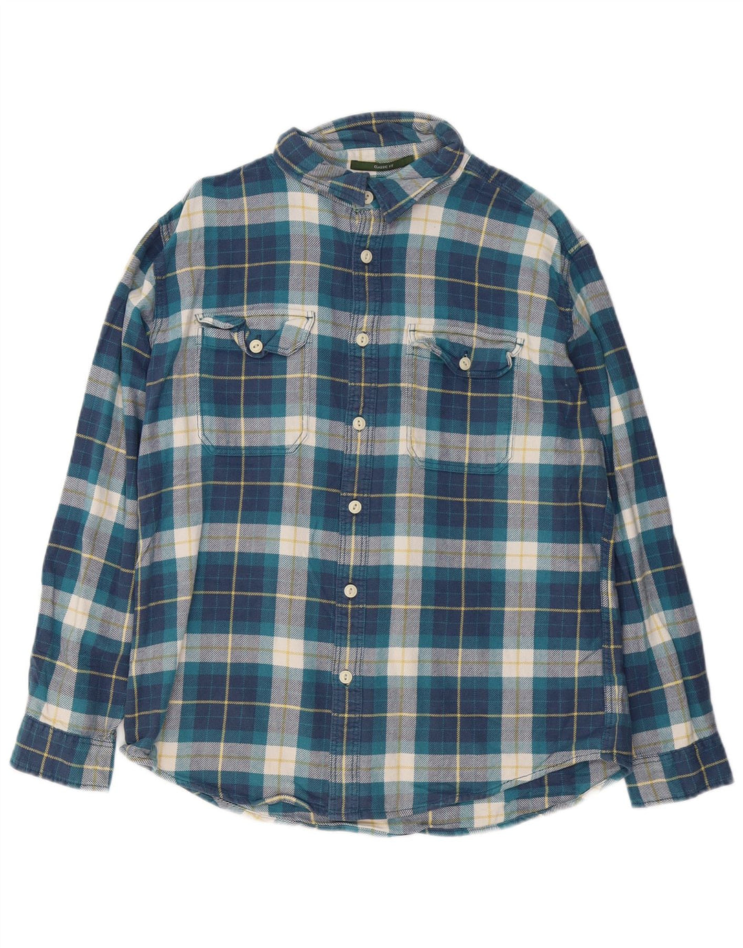 EDDIE BAUER Camicia da uomo in flanella dalla vestibilità classica, grande cotone scozzese blu