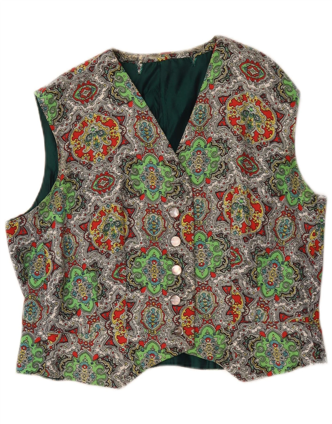 Gilet da donna vintage UK 16 grande motivo cachemire multicolore