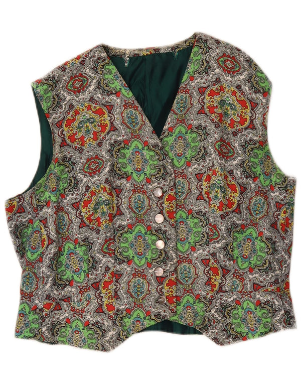 Gilet da donna vintage UK 16 grande motivo cachemire multicolore