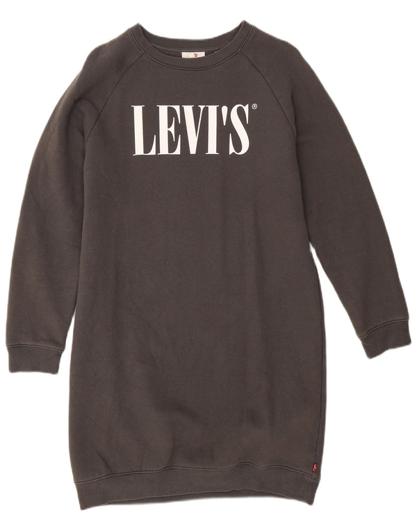 Levi's Abito maglione con felpa grafica oversize da donna UK 6 XS Cotone grigio