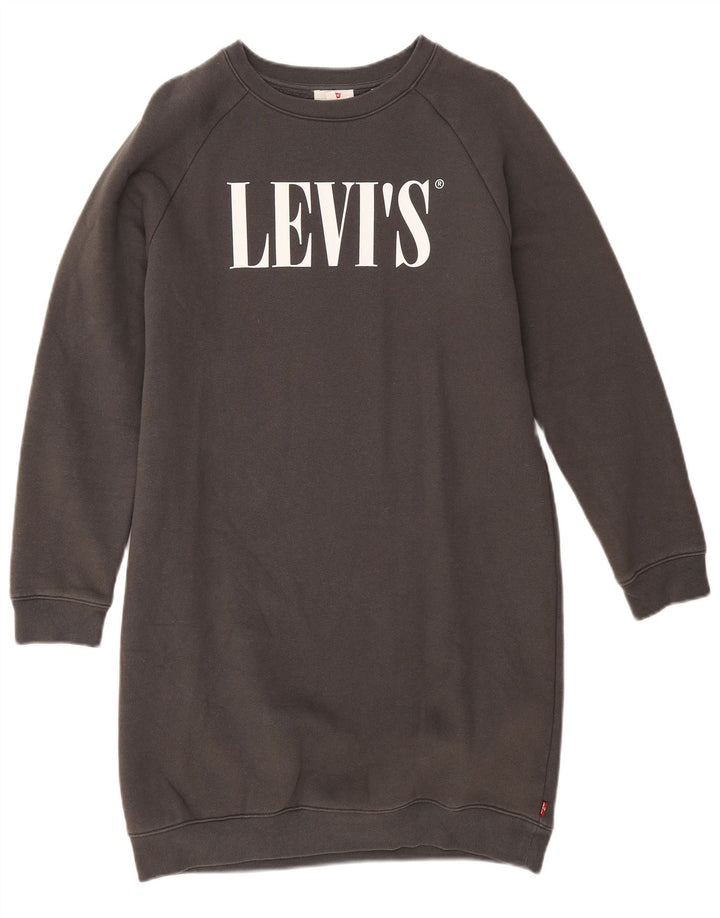 Levi's Abito maglione con felpa grafica oversize da donna UK 6 XS Cotone grigio