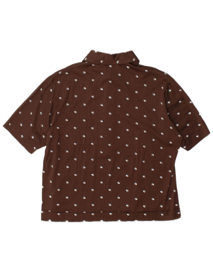 Camicia pullover a maniche corte da donna VINTAGE IT 52 2XL Marrone geometrico