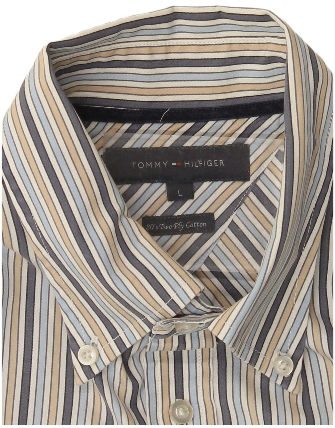 TOMMY HILFIGER Camicia da uomo grande in cotone a righe multicolori