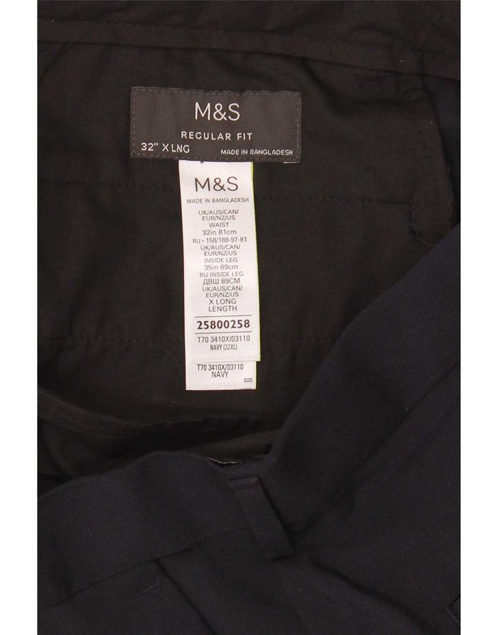 Pantaloni chino vestibilità regolare da uomo Marks & Spencer W32 L35 poliestere blu navy