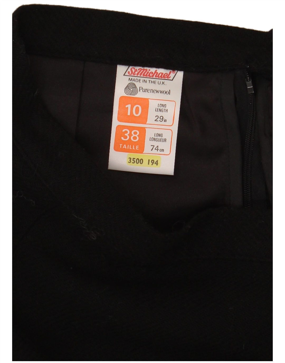 Gonna a trapezio da donna St Michael UK 10 piccola W24 lana nera