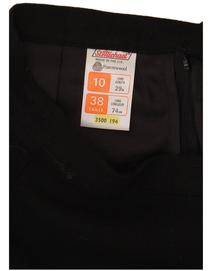 Gonna a trapezio da donna St Michael UK 10 piccola W24 lana nera