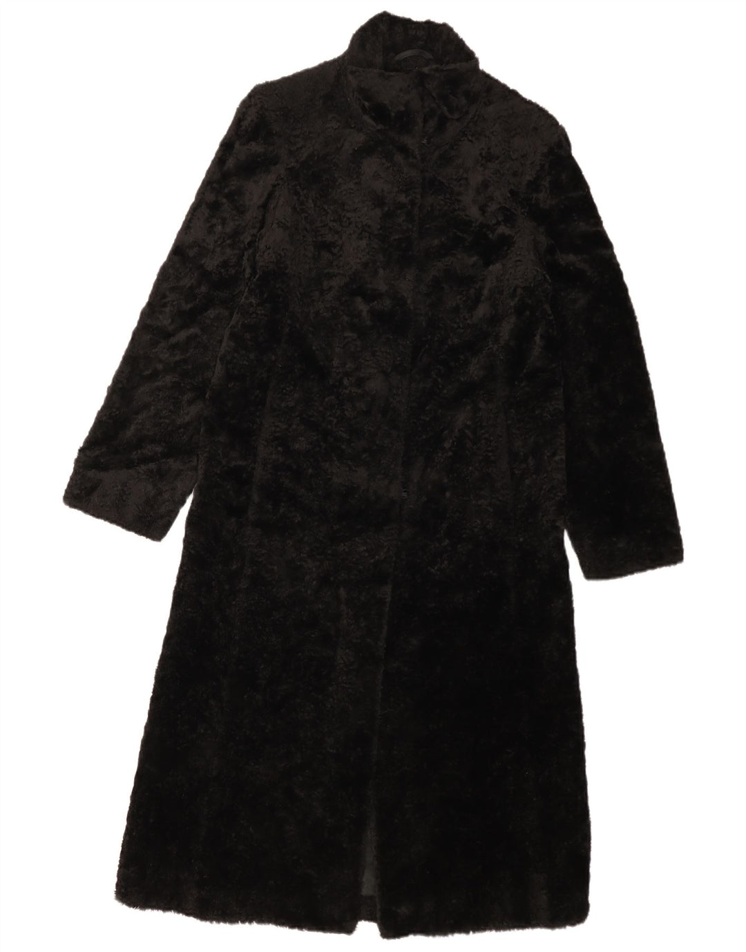 LAURA ASHLEY Cappotto da donna in pelliccia sintetica UK 8 piccolo in viscosa nera