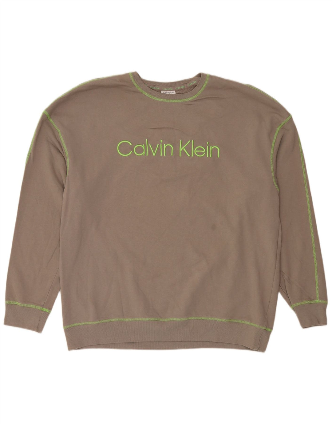 Calvin Klein Maglietta grafica da uomo a maniche lunghe grande in cotone marrone